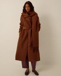 Monsoon - Petra Wool Blend Scarf Coat Camel - Lyst