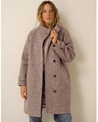 Monsoon - Belle Funnel Neck Bouclé Coat Mink - Lyst