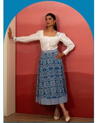 Monsoon - India & Mills Amanda Tropic Midi Skirt Blue - Lyst