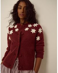 Monsoon - Erin Floral Embroidered Cardigan Red - Lyst