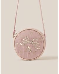 Monsoon - Embellished Velvet Initial Crossbody Bag Pink - Lyst