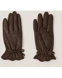 Monsoon - Eva Bow Leather Gloves Brown - Lyst
