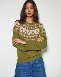 Monsoon - Paula Heart Fair Isle Knit Jumper Green - Lyst