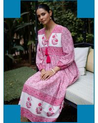 Monsoon - Dilli Grey Jackie Floral Tunic Midi Dress Pink - Lyst