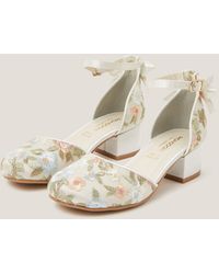 Monsoon - Floral Embroidered Closed Toe Heels Ivory - Lyst
