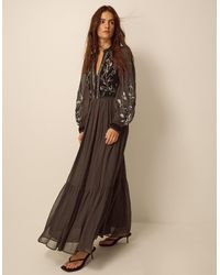 Monsoon - Women's Dark Brown Embellished Josephine Maxi Dress, Size: M - Lyst