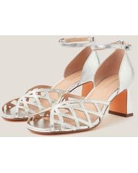 Monsoon - Callie Metallic Caged Heel Sandals Silver - Lyst