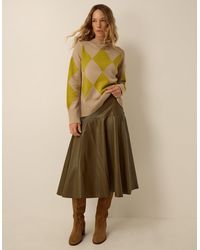 Monsoon - Dianne Faux Leather Midi Skirt Green - Lyst