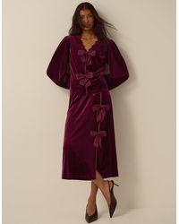 Monsoon - Buffy Bow Velvet Midi Skirt Red - Lyst