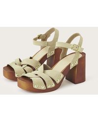 Monsoon - Suede Clog Heeled Sandals Natural - Lyst