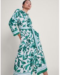 Monsoon - Naomi Print Shirt Dress Green - Lyst