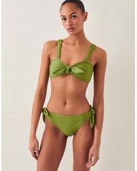 Monsoon - Alina Rib Tie-side Bikini Bottom Green - Lyst