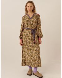 Monsoon - East Kiku Ikat Printed Dress Green - Lyst