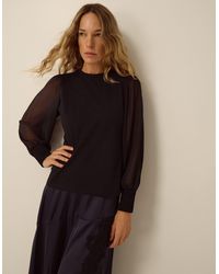 Monsoon - Mayci Mix Fabric Top Black - Lyst