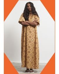 Monsoon - Par & Escala Romance Backless Print Maxi Dress Camel - Lyst