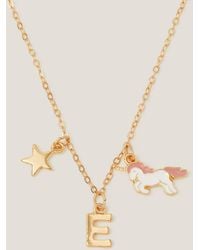 Monsoon - Initial Unicorn Charm Necklace Pink - Lyst