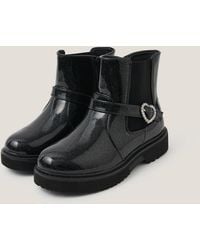 Monsoon - Heart Buckle Glitter Patent Boots Black - Lyst
