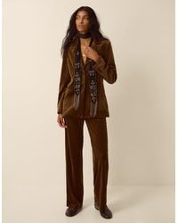Monsoon - Mila Velvet Straight Leg Trousers Green - Lyst
