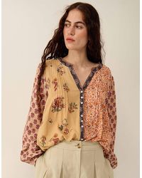Monsoon - East Loran Patch Print Crinkle Cotton Top Multi - Lyst
