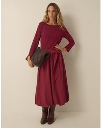 Monsoon - Mikayla Long Sleeve Bubble Hem Midi Dress Red - Lyst