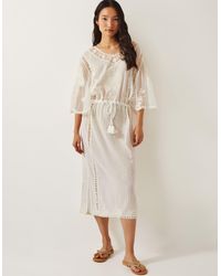 Monsoon - Lena Embroidered Kaftan Dress White - Lyst
