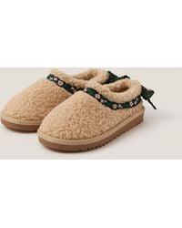 Monsoon - Floral Trim Faux Shearling Clogs Tan - Lyst