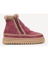 Monsoon - Laidback London Setsu Suede Ankle Boots Red - Lyst
