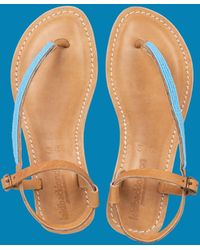 Monsoon - Laidback London Sage Beaded Leather Sandals Blue - Lyst