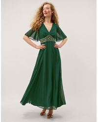 Monsoon - Sienna Embellished Maxi Dress Green - Lyst