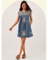 Monsoon - Maison Hotel Sylvie Embroidered Denim Mini Dress Blue - Lyst