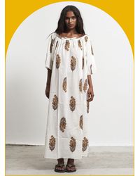 Monsoon - Par & Escala Justina Floral Block Print Maxi Dress Yellow - Lyst