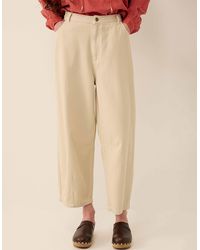 Monsoon - East Elodie Cotton Twill Barrel Leg Trousers White - Lyst