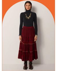 Monsoon - Maison Hotel Josephine Floral Tiered Maxi Skirt Red - Lyst