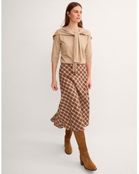 Monsoon - Frankie Check Print Midi Skirt Brown - Lyst