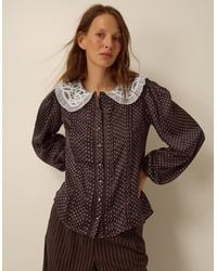 Monsoon - Shae Polka Dot Lace Top Brown - Lyst