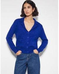 Monsoon - Cora V-neck Collared Cardigan Blue - Lyst