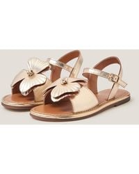 Monsoon - Flower Metallic Leather Sandals Gold - Lyst