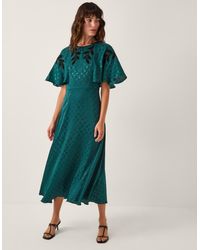 Monsoon - Bianca Embroidered Floral Cape Midi Dress - Lyst