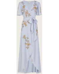 Monsoon - Sarah Embellished Wrap Dress - Lyst