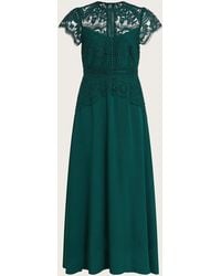 Monsoon - Women's Dark Green Floral Lace Monica Midi Bridesmaid Dress, Size: 6 - Lyst