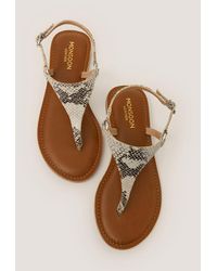 Monsoon - Immy Animal Print Leather Toe Post Sandals Natural - Lyst