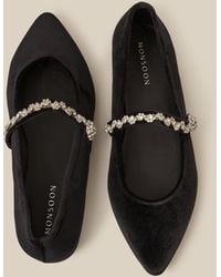 Monsoon - Georgia Embellished Velvet Ballet Flats Black - Lyst