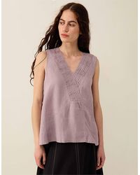 Monsoon - East Liza Sleeveless Linen Top Lilac Purple - Lyst