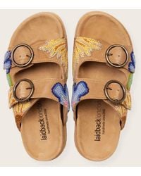 Monsoon - Laidback London Handwoven Crochet Double-buckle Suede Sandals Tan - Lyst