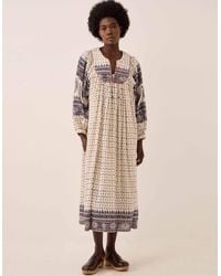 Monsoon - East Tilly Crinkle Cotton Midi Dress Blue - Lyst