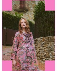 Monsoon - One Hundred Stars Giant Kantha Pussybow Midi Dress - Lyst