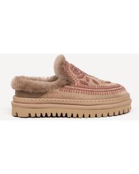 Monsoon - Laidback London Jun Embroidered Slip On Suede Shoes Camel - Lyst