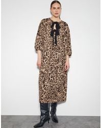 Monsoon - Archie Tie-front Leopard Print Midi Dress Brown - Lyst