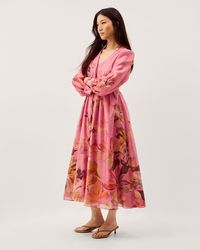 Monsoon - Aimee V-Neck Floral Midi Dress - Lyst