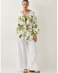 Monsoon - Isla Palm Print Shirt Green - Lyst